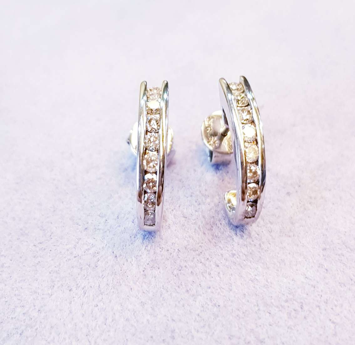 Half Loop channel setting Diamond Earrings