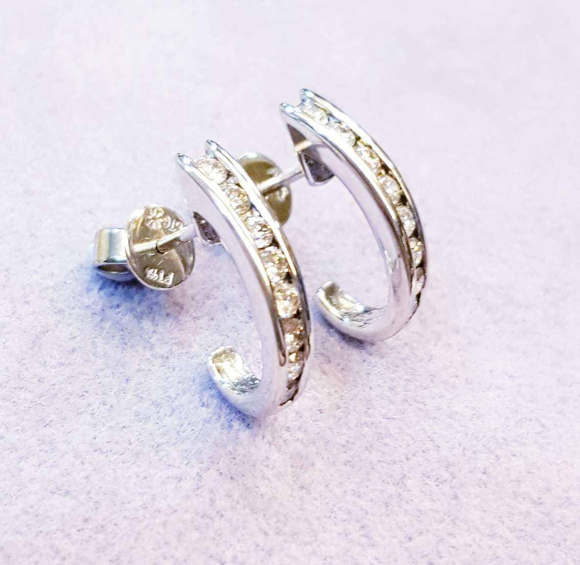 Half Loop channel setting Diamond Earrings