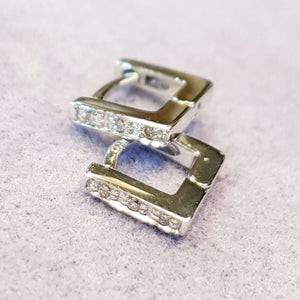 Dainty square hoop Diamond Earrings