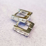 Dainty square hoop Diamond Earrings
