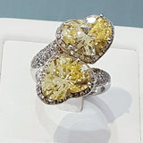 H1 Elegant Sparkling Heart Shape Simulated Canary Ring